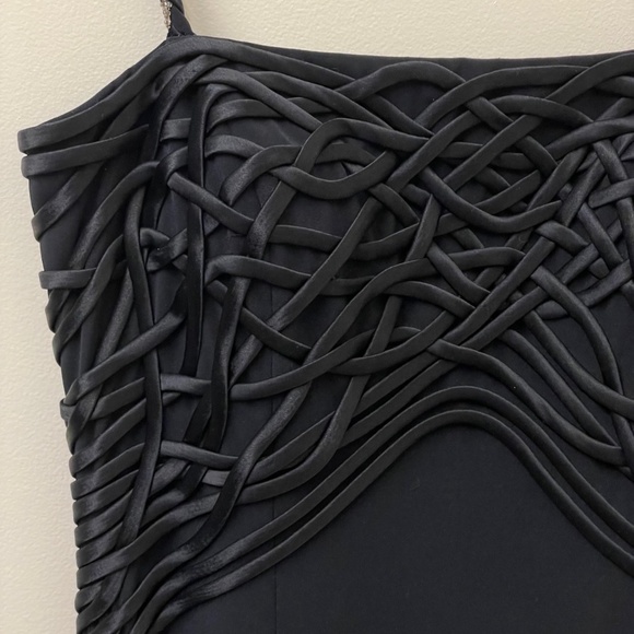 NWOT Designer Cocktail/Party Black Women's Dress with Beaded Straps Fringes - Picture 11 of 15